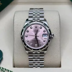 ROLEX DATEJUST 31 PINK DIAMOND DIAL STAINLESS STEEL SCATTERED DIAMOND JUBILEE