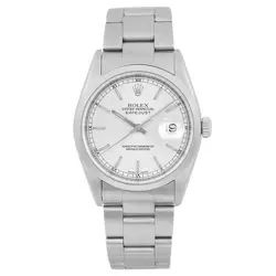 ROLEX DATEJUST NO HOLES SILVER STICKS DIAL STEEL AUTOMATIC MENS WATCH 16200