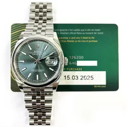 2025 ROLEX DATEJUST 36, 126200, STEEL, MINT GREEN INDEX DIAL, JUBILEE BRACELE...