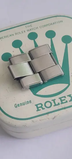 ROLEX 100% GENUINE VINTAGE 19MM RIVETED STYLE  ST. STEEL 2 SOLID BRACELET LINKS