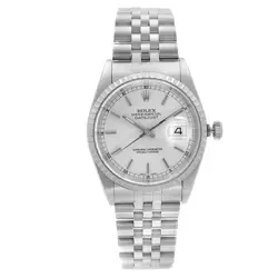 ROLEX DATEJUST 36MM NO HOLES STEEL SILVER DIAL AUTOMATIC MENS WATCH 16220