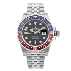ROLEX GMT MASTER II PEPSI STEEL BLACK DIAL AUTOMATIC WATCH 126710BLRO