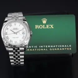 ROLEX DATEJUST 41 STEEL WHITE GOLD ROMAN DIAL MENS WATCH 126334 (WATCH + CARD)