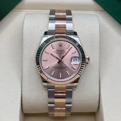 ROLEX DATEJUST 31 NEW 2025 SUNDUST INDEX TWO TONE ROSE GOLD FLUTED OYSTER