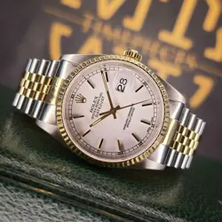 ROLEX DATEJUST 16233 36MM P SERIAL STEEL  18K YELLOW GOLD JUBILEE WHITE DIAL B&P