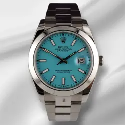 ROLEX MENS DATEJUST II 41MM OYSTER STEEL BABY BLUE DIAL WATCH 126300