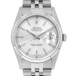 ROLEX DATEJUST 16234 SILVER BAR Y NUMBER SECOND HAND MENS