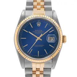 ROLEX DATEJUST 36 16233 BLUE INDEX STEEL YELLOW GOLD JUBILEE MENS WATCH