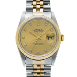 ROLEX DATEJUST 10P DIAMOND 16233G X (MANUFACTURED AROUND 1991) CHAMPAGNE/DIA...