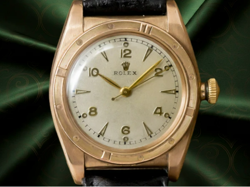 ROLEX BUBBLE BACK REF.3725 14KRG/SS ENGINE TURNED BEZEL AUTOMATIC 31MM MEN'S