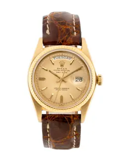 ROLEX DAY-DATE 36 / CHAMPAGNE DIAL / LEATHER STRAP / 1974 / 1803