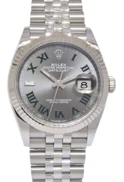 ROLEX DATEJUST 36 STEEL & 18K GOLD BEZEL WIMBLEDON JUBILEE WATCH B/P '23 126234
