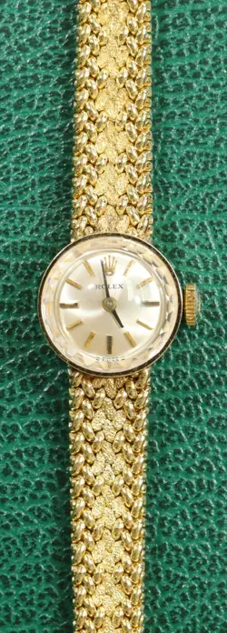 1988 Rolex Orchid 3271 14K Gold Ladies Manual Wristwatch Box Papers Hang Tag