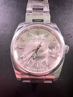 ROLEX MEN'S DATEJUST 36MM WATCH WITH BOX AND PAPERS