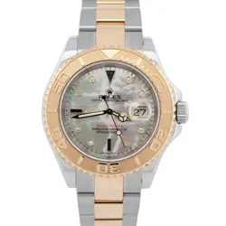MINT PAPERS ROLEX YACHT-MASTER 40MM MOP SERTI DIAL TWO-TONE GOLD WATCH 16623 BOX