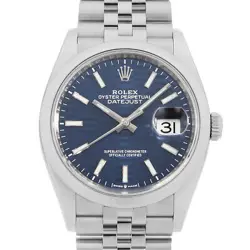 ROLEX DATEJUST 36 126200 BLUE FLUTED BAR 5 ROW JUBILEE BRACELET RANDOM NUMBE...