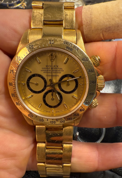 ROLEX 18K YELLOW GOLD COSMOGRAPH DAYTONA 16528 WATCH R SERIAL FLOATING DIAL