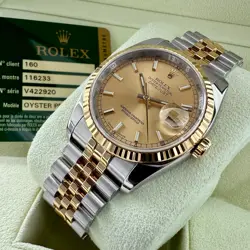 36MM ROLEX 116233 DATEJUST GOLD DIAL JUBILEE BOX + PAPERS