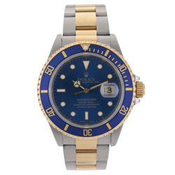 ROLEX SUBMARINER BLUESEY 16613 BLUE & GOLD 40MM MEN'S WATCH BOX & PAPERS