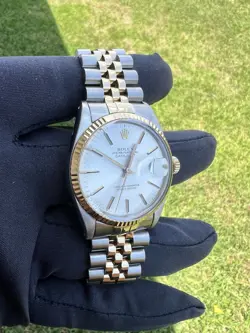 ROLEX DATEJUST 16013 CHAMPAGNE DIAL ON TWO TONE YELLOW GOLD SILVER JUBILEE 1984