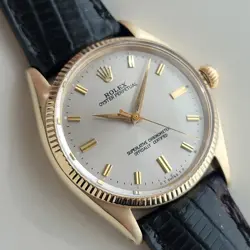 MENS ROLEX OYSTER PERPETUAL 6467 9K GOLD 34MM 1950S AUTOMATIC VINTAGE RA482B