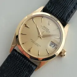 MIDSIZE ROLEX OYSTER PERPETUAL DATE 6624 30MM 18K GOLD 1960S AUTOMATIC RA456B