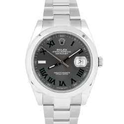 MINT PAPERS ROLEX DATEJUST WIMBLEDON RHODIUM ROMAN STEEL 41MM OYSTER 126300 BOX