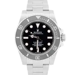 MINT PAPERS ROLEX SUBMARINER NO-DATE 114060 BLACK CERAMIC 40MM STEEL WATCH BOX