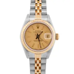 LADIES ROLEX DATEJUST 26MM CHAMPAGNE TAPESTRY 18K GOLD STEEL JUBILEE 69173