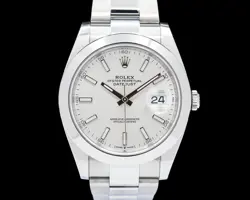 ROLEX 126300 OYSTER PERPETUAL DATEJUST 41 SS SILVER STICK DIAL