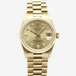 ROLEX DATEJUST 31 MEDIUM LADIES GOLD WATCH 68278 GOLD AFTERSETTING DIAMOND 1995