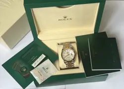 ROLEX DATEJUST DIAMOND J 36MM STAINLESS STEAL/ROSE 18K GOLD WATCH BOX PAPERS