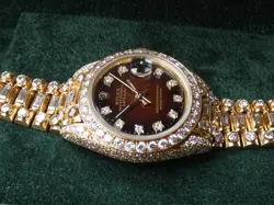 ROLEX LADY-DATEJUST 69138 FULL DIAMONDS RED VIGNETTE DIAL FULL GOLD 18KT WATCH