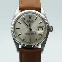 ROLEX DATEJUST MEN'S WATCH 1 13/32IN 1601 STEEL NICE CONDITION SILVER SHEET RAR