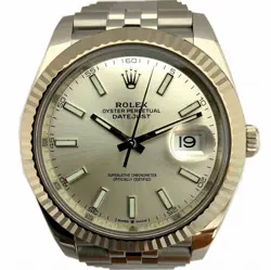 ROLEX O  126334 DATEJUST 41 BAR INDEX STAINLESS STEEL WHITE AUTOMATIC SILVER DIA