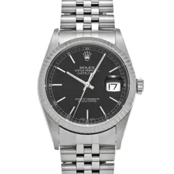 ROLEX  DATEJUST 16234 F NUMBER 2003 BLACK WRISTWATCH R45_0519
