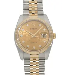 ROLEX  DATEJUST 116233G CHAMPAGNE COMPUTER 10P DIAMOND WATCH R45_0519