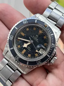 TUDOR SUBMARINER 9411/0 BLUE SNOWFLAKE 40MM ROLEX CASE CROWN BRACELET 1973
