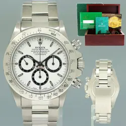 MINT 1989 ROLEX 16520 ZENITH DAYTONA CHRONOGRAPH WHITE DIAL 40MM WATCH BOX