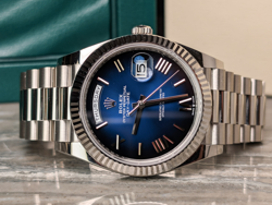 ROLEX 40MM UNWORN 2025 228239 BLUE OMBRE FULL SET WHITE GOLD WATCH