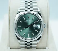 ROLEX 126200 DATEJUST 36 MINT GREEN DIAL JUBILEE BAND 2023 WARRANTY FULL SET