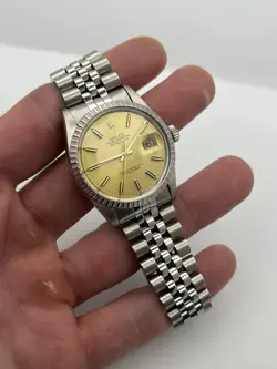ROLEX DATEJUST 36MM JUBILEE STEEL CHAMPAGNE DIAL AUTOMATIC WATCH 16030