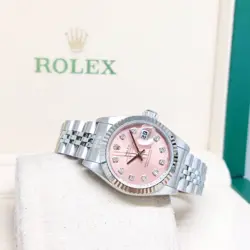 ROLEX 26MM OYSTER PERPETUAL SALMON PINK DIAMONDS DIAL LADY DATEJUST REF: 69174