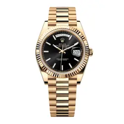 ROLEX DAY-DATE 228238 BLACK DIAL 18K YELLOW GOLD MENS WATCH BOX PAPERS