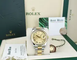 ROLEX 36mm 18kt Gold & SS Datejust Champagne Dial Smooth Bezel 116233 SANT BLANC
