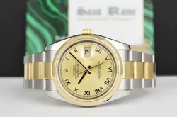 ROLEX 36mm 18kt Gold & SS Datejust Champagne Dial Smooth Bezel 116233 SANT BLANC