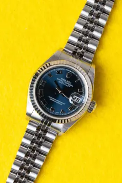 2000 ROLEX LADIES DATEJUST 79174 BLUE ROMAN DIAL