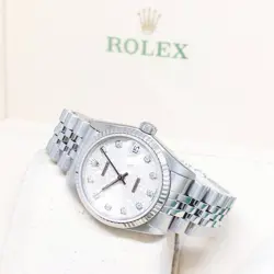 ROLEX 31MM SILVER JUBILEE BIG DIAMONDS DIAL DATEJUST REF: 68274 (W SERIES)