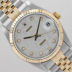 ROLEX DATEJUST 31MM TWO TONE SILVER JUBILEE DIAMOND DIAL FLUTED JUBILEE 78273