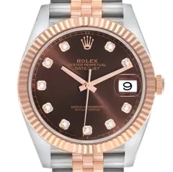 ROLEX DATEJUST 41 STEEL ROSE GOLD DIAMOND DIAL MENS WATCH 126331 BOX CARD